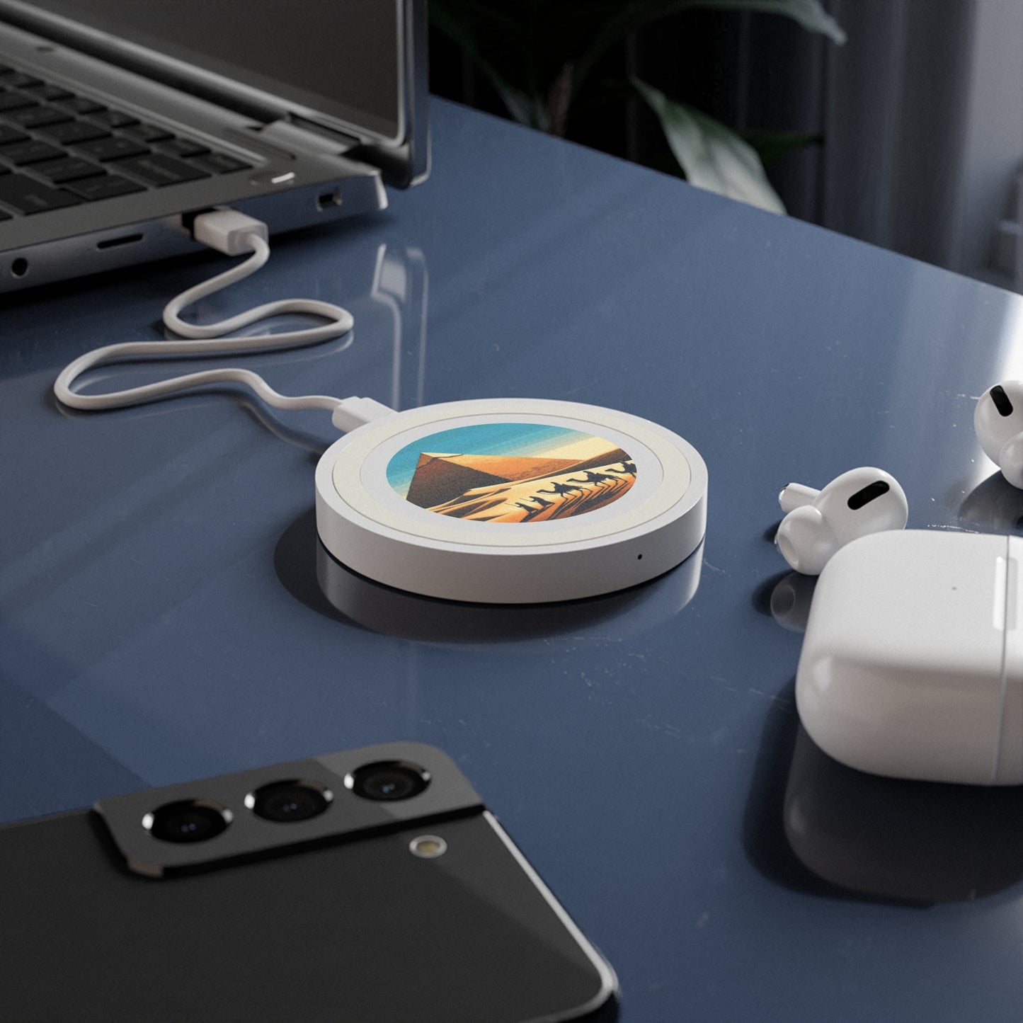 Quake Desert Oasis Wireless Charging Pad, Unique Phone Charger, Boho Home Decor, Gift for Tech Lovers, Desk Accessories