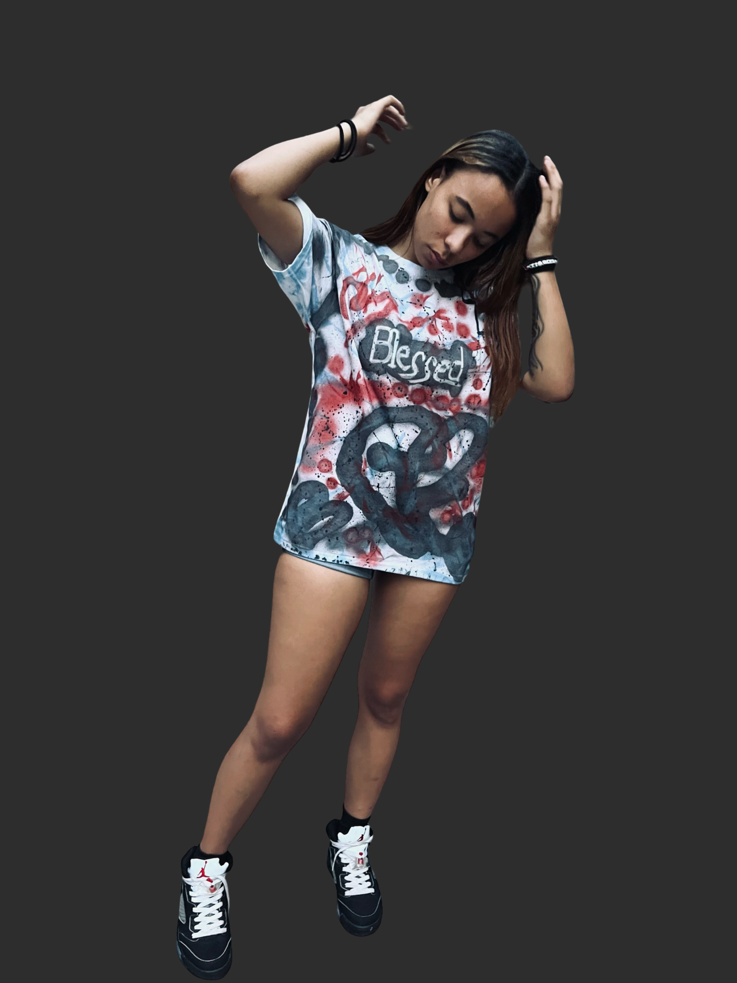 Slightly distraught blessed Streetwear graffiti Tee
